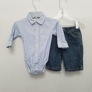 Long Sleeve Onesie and Jeans Set